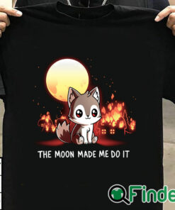 T shirt black Womens The Moon Made Me Do It Halloween Cthulhu Calling Cute Shirt