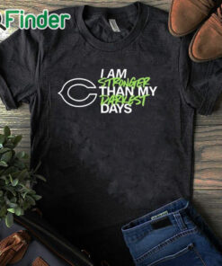black T shirt Chicago Bears I Am Stronger Than My Darkest Days Shirt