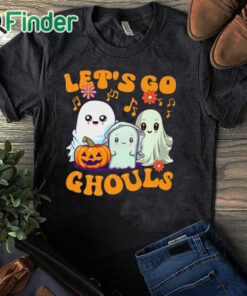 black T shirt Funny Halloween Shirt, Let's Go Ghouls T Shirt, Cute Halloween Ghosts Tee, Retro Halloween Shirt