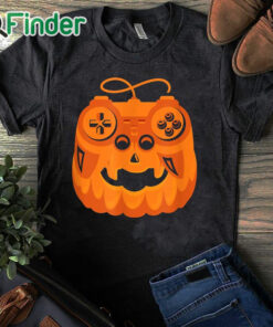 black T shirt Funny Video Game Halloween Gaming Pumpkin Shirt