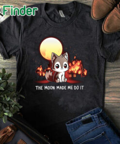 black T shirt Womens The Moon Made Me Do It Halloween Cthulhu Calling Cute Shirt