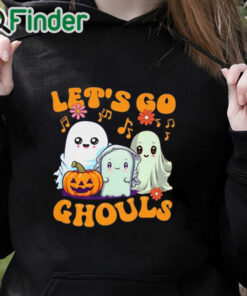 black hoodie Funny Halloween Shirt, Let's Go Ghouls T Shirt, Cute Halloween Ghosts Tee, Retro Halloween Shirt