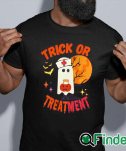 black shirt Trick Or Treatment Sweatshirt Funny Halloween Nurse Sweatshirt