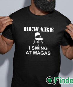 black shirt Your Blue Channel Beware I Swing At Magas Shirt