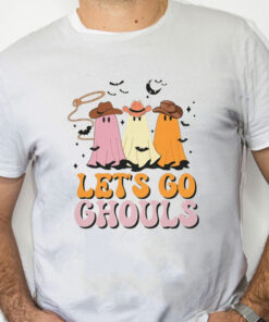 white Shirt Let's Go Ghouls Halloween T Shirt, Funny Shirt for Halloween Parties
