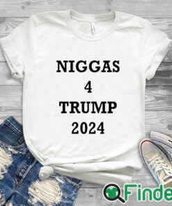 white T shirt Derrick Gibson Niggas 4 Trump 2024 Shirt