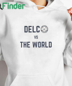 white hoodie Delco Vs The World T Shirt Media Little League