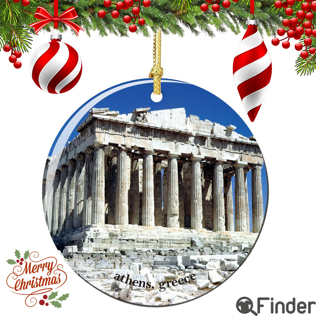 Acropolis Athens Greece Christmas Ornament Porcelain Acropolis Athens Greece Christmas Ornament Porcelain
