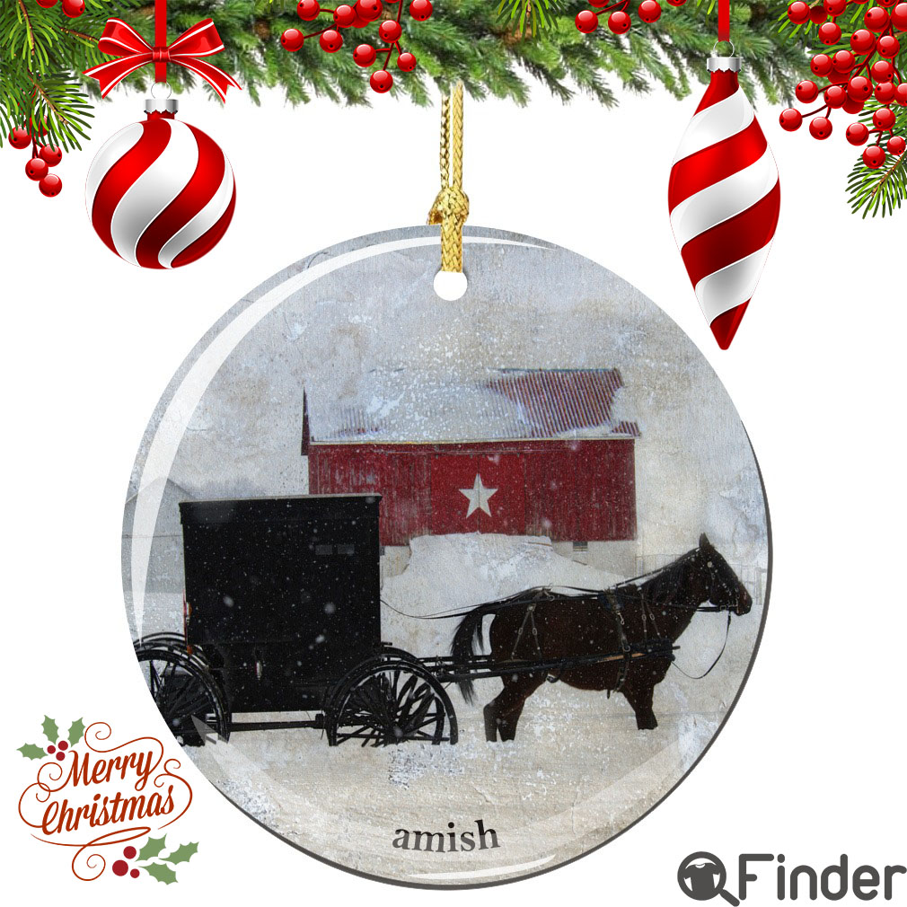 Amish Horse & Buggy Porcelain Christmas Ornament Amish Horse & Buggy Porcelain Christmas Ornament