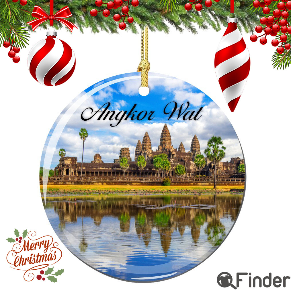 Angkor Wat Christmas Ornament Porcelain Double Sided Angkor Wat Christmas Ornament Porcelain Double Sided