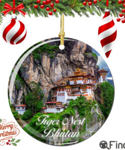 Bhutan Christmas Ornament Porcelain Double Sided