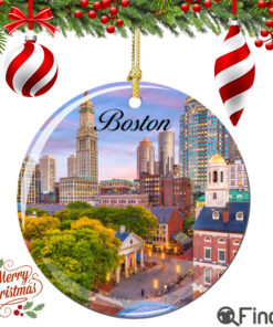 Boston Christmas Ornament Porcelain Double Sided