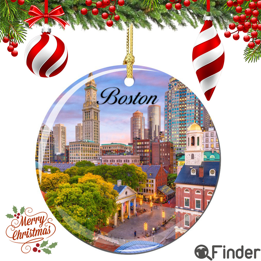 Boston Christmas Ornament Porcelain Double Sided Boston Christmas Ornament Porcelain Double Sided