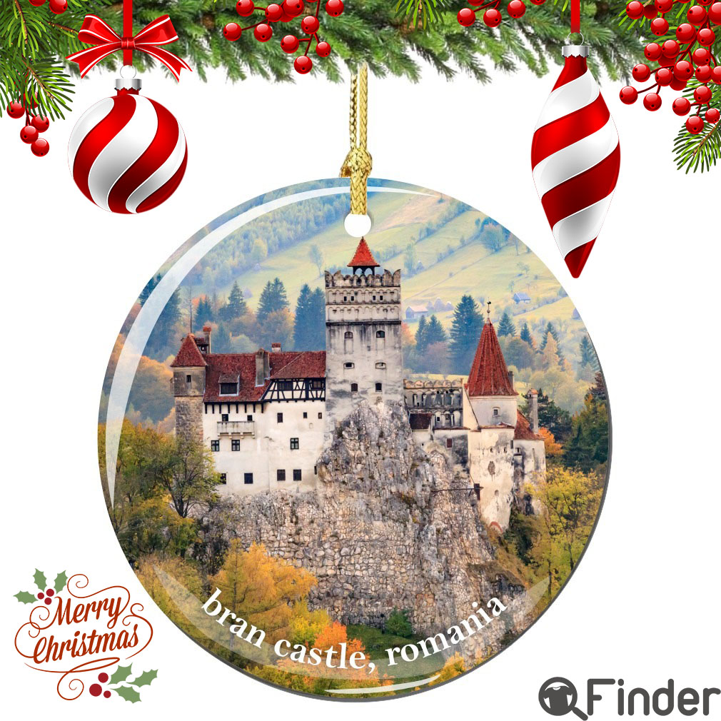 Bran Castle Romania Christmas Ornament Porcelain Double Sided Bran Castle Romania Christmas Ornament Porcelain Double Sided