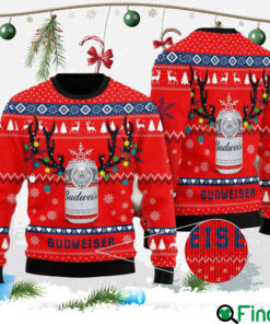 Budweiser Exclusive Deer Themed Ugly Christmas Sweater