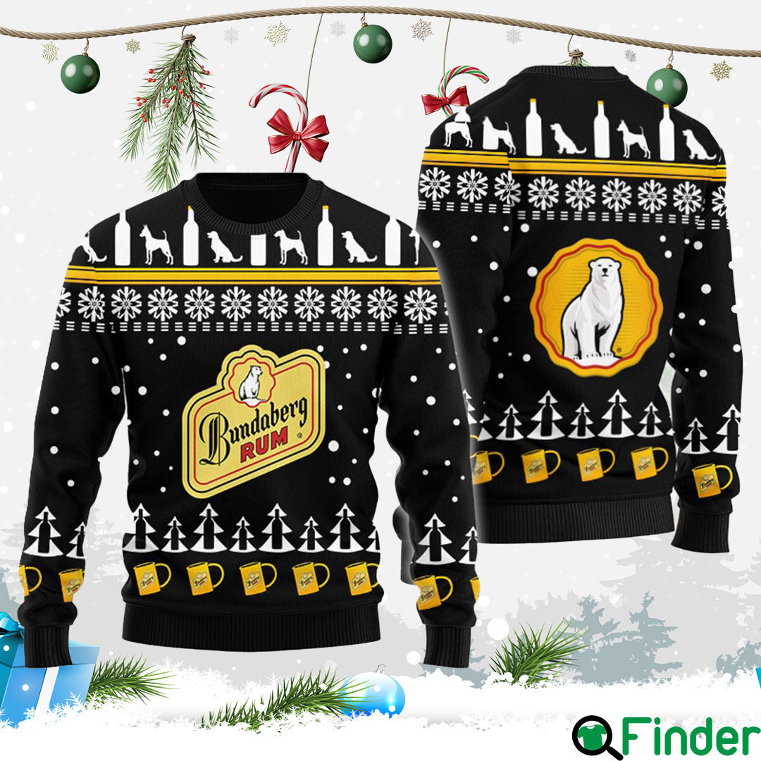 Bundaberg Rum Puppy Snowflake Pattern Christmas Ugly Sweater Bundaberg Rum Puppy Snowflake Pattern Christmas Ugly Sweater