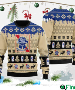 Chevron Pattern Pabst Blue Ribbon Ugly Christmas Sweater