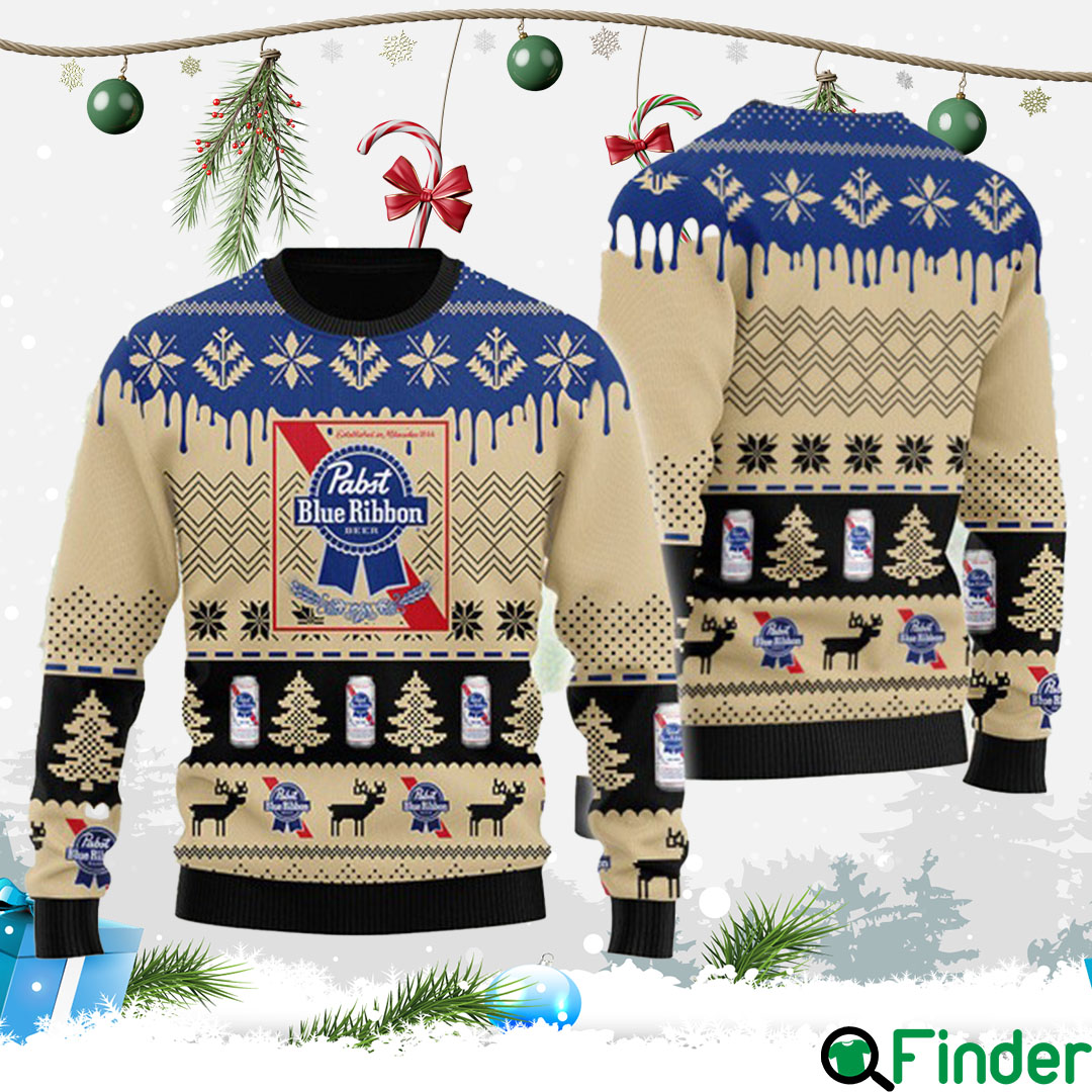 Chevron Pattern Pabst Blue Ribbon Ugly Christmas Sweater Chevron Pattern Pabst Blue Ribbon Ugly Christmas Sweater