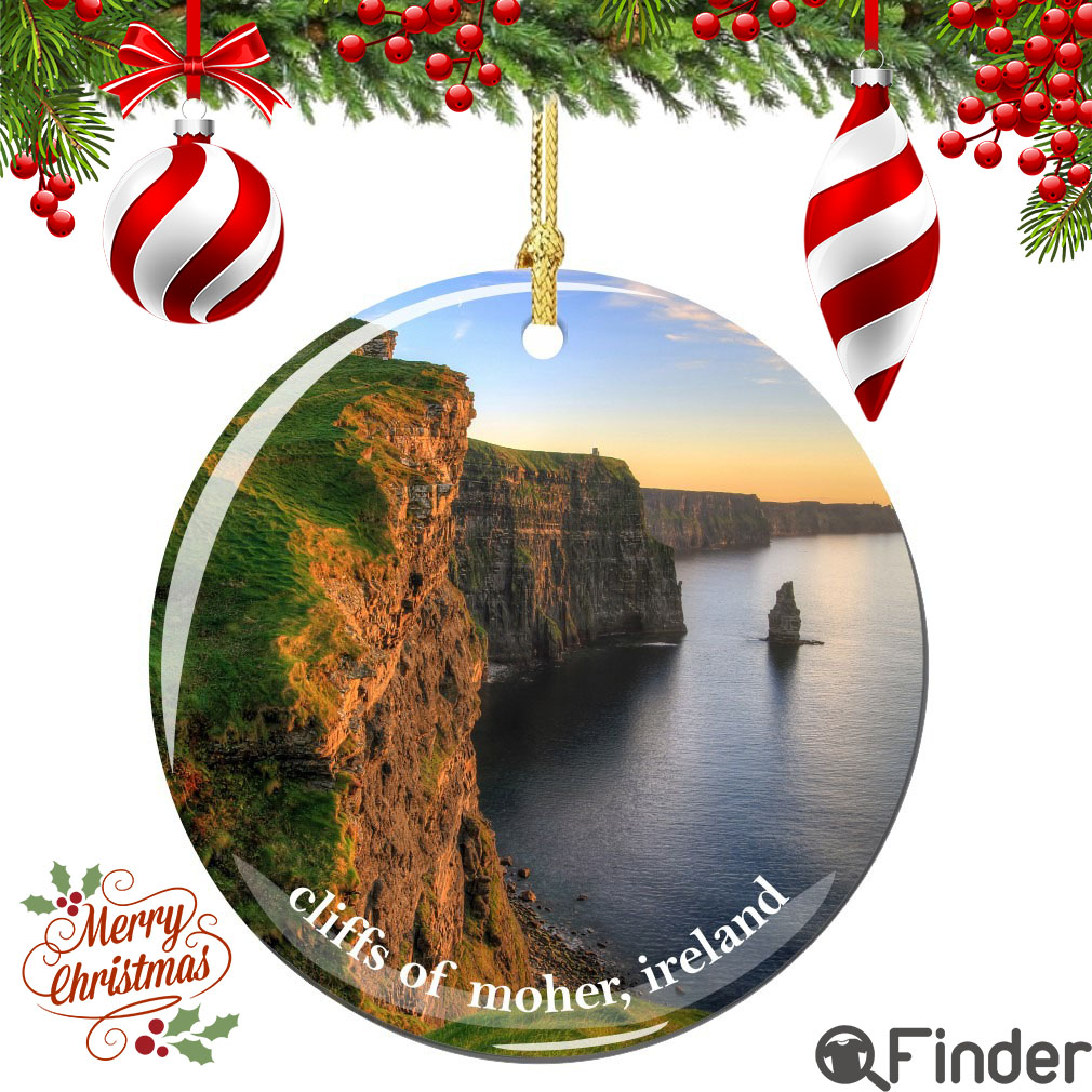 Cliffs of Moher Ireland Christmas Ornament Porcelain Double Sided Cliffs of Moher Ireland Christmas Ornament Porcelain Double Sided