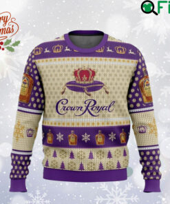 Crown Royal Peach Ugly Christmas Sweater, Whisky Logo Sweatshirt, Crown Royal Whisky All Over Print Sweater, Gift For Fan