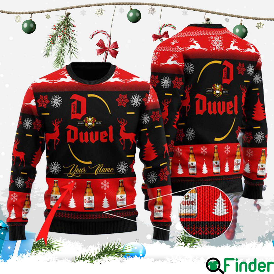 Custom Black Duvel Beer Ugly Christmas Sweater Custom Black Duvel Beer Ugly Christmas Sweater