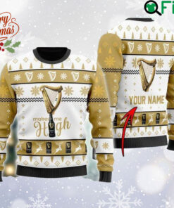 Customized Gui nness Makes Me High Ugly Christmas Sweater, Gui nness Beer Sweatshirt, Beer Logo All Over Print Sweater, Gift For Fan