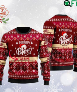 Customized Merry Dr Pepper Est 1885 Ugly Christmas Sweater, Dr Pepper Logo Sweatshirt, Dr Pepper Soda All Over Print Sweater, Gift For Fan