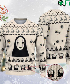Cute Kaonashi No Face Ugly Xmas Sweater, Spirited Away Movie Sweatshirt, Japanese Manga All Over Print Sweater