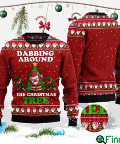 Dabbing Around The Christmas Tree Santa Claus And Goblin HZ102202 Ugly Christmas Hoodie Sweater