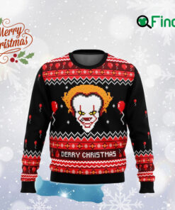 Derry Christmas IT Ugly Sweater, IT Movie Sweatshirt, Horror Movie Characters All Over Print Sweater, Scary Halloween Outfit,Halloween Gift