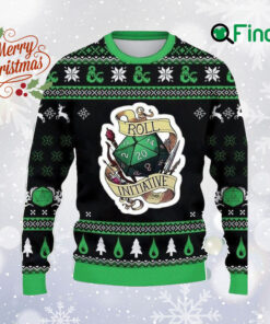 DnD Roll Initiative Ugly Christmas Sweater, Dungeons Dragons Sweatshirt, Role playing Game All Over Print Sweater