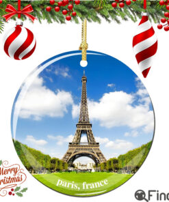 Eiffel Tower Porcelain Christmas Ornament