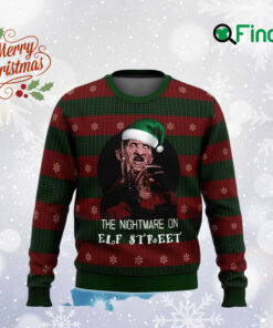Freddy Krueger Ugly Christmas Sweater, The Nightmare On Elf Street Sweatshirt, Horror Movie Characters, Scary Hlw Shirt, Halloween Gift