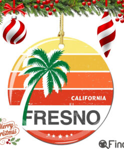 Fresno California Christmas Ornament Porcelain Double Sided
