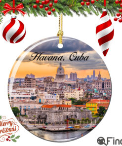 Havana Cuba Christmas Ornament Porcelain Double Sided