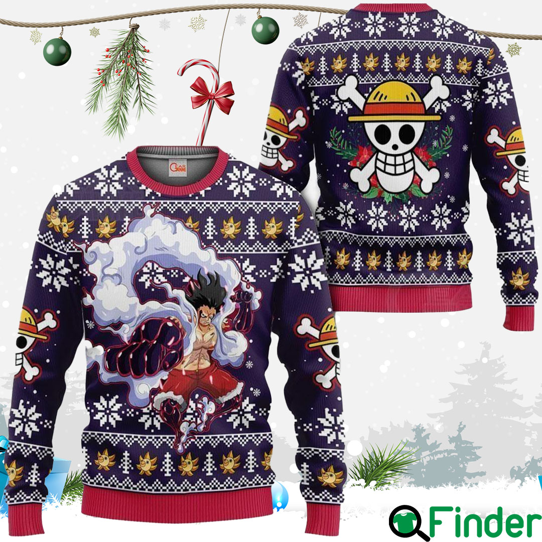Luffy Gear 4 Ugly Christmas Sweater One Piece Anime Xmas Gift Luffy Gear 4 Ugly Christmas Sweater One Piece Anime Xmas Gift