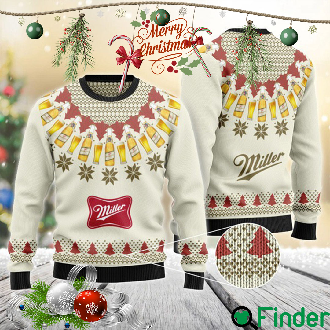 Miller High Life Heart Pattern Fair Isle Ugly Sweater Miller High Life Heart Pattern Fair Isle Ugly Sweater