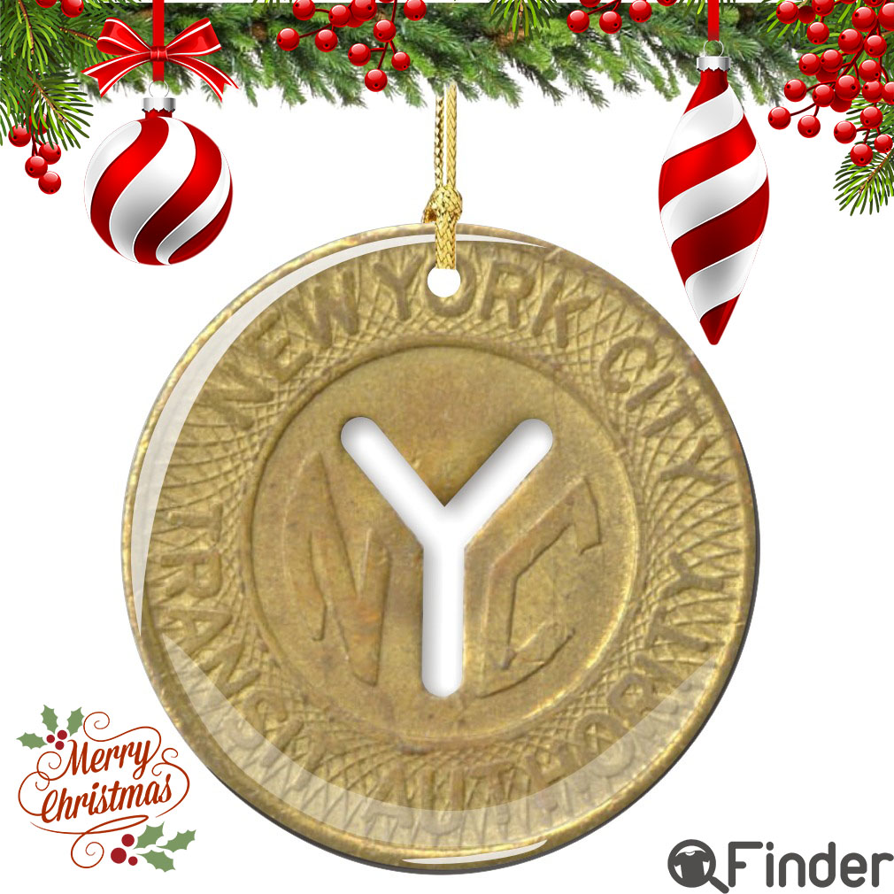 NYC Subway Token Porcelain Christmas Ornament NYC Subway Token Porcelain Christmas Ornament