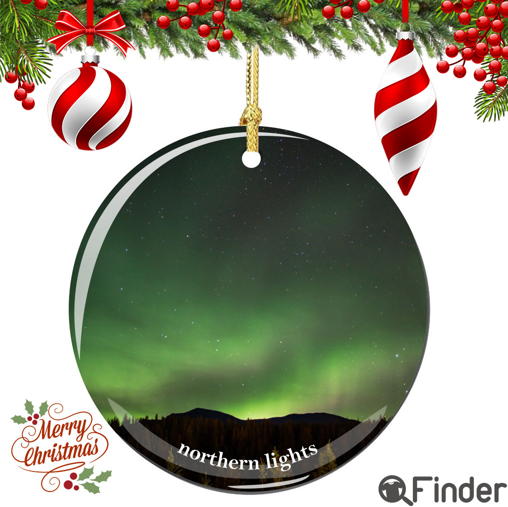 Northern Lights Christmas Ornament Porcelain Double Sided Northern Lights Christmas Ornament Porcelain Double Sided