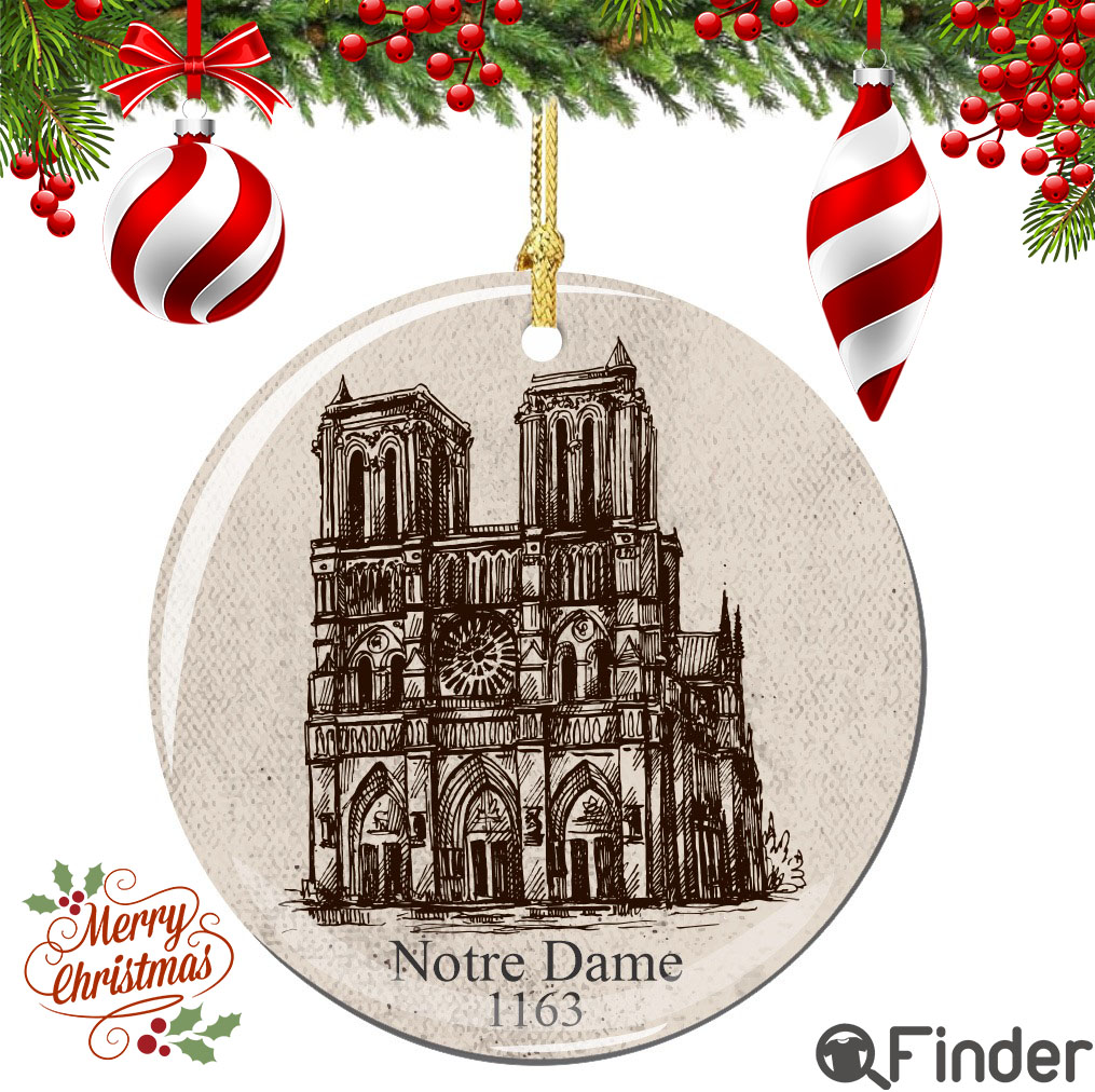 Notre Dame Christmas Ornament Porcelain Double Sided Notre Dame Christmas Ornament Porcelain Double Sided