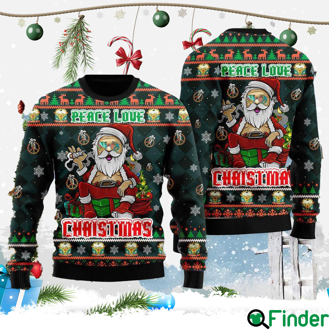 Peace Love Hippie Santa Claus Cute Christmas Gift Ugly Christmas Sweater Peace Love Hippie Santa Claus Cute Christmas Gift Ugly Christmas Sweater