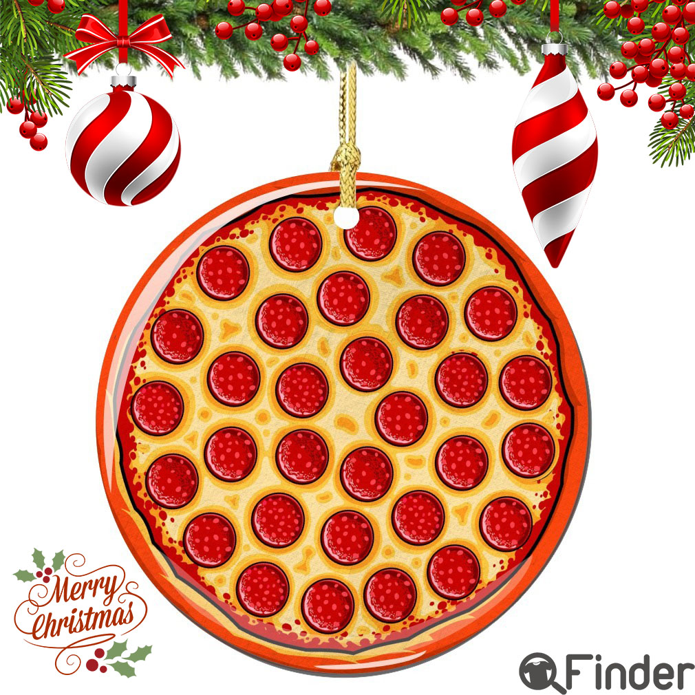 Pepperoni Pizza Christmas Ornament Porcelain Double Sided Pepperoni Pizza Christmas Ornament Porcelain Double Sided