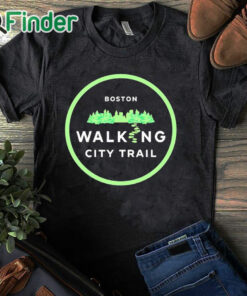 black T shirt Boston Walking City Trail Shirt