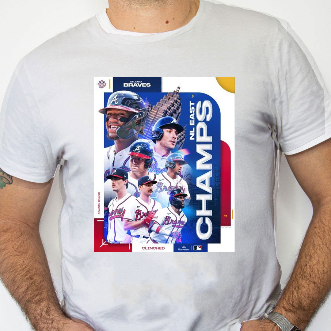 white Shirt Atlanta Braves NL East Division Champions 2023 Postseason Clinched Shirt white Shirt Atlanta Braves NL East Division Champions 2023 Postseason Clinched Shirt