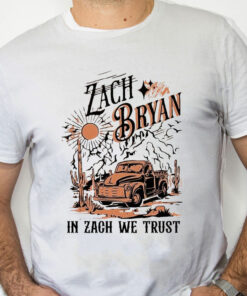 white Shirt Zach Bryan Mugshot in Zach we trust 2023 Shirt