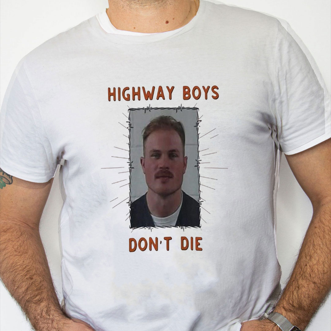 white Shirt Zach Bryan Mugshot t shirt Highway Boys Don't Die t shirt white Shirt Zach Bryan Mugshot t shirt Highway Boys Don't Die t shirt