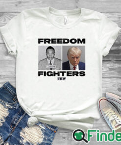 white T shirt Trump And Mlk Freedom Fighters T Shirt