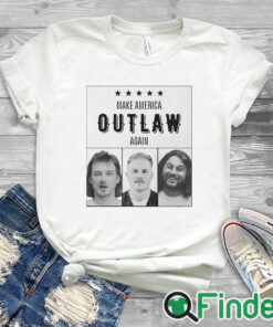 white T shirt Zach Bryan Mugshot Make America Outlaw Again shirt