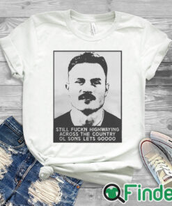 white T shirt Zach Bryan Still Fuckn Highway Across The Country Ol Sons Lets Go Boys Mugshot T Shirt