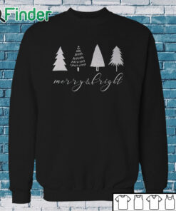 Sweatshirt Cute Four Christmas Tree Green Merry And Bright Sweatshirt